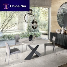 Contemporary table LIVINGwoodenceramicmetal base