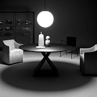 Contemporary table Carlowood veneerwood veneer baseround