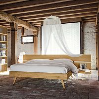 Double bed MAESTRALE M07contemporarywith headboardwith integrated bedside table