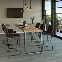 Contemporary table LIVE EDGEoakmaplesteel base