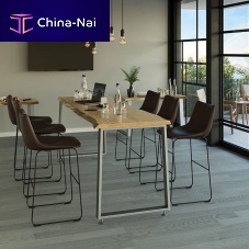 Contemporary table LIVE EDGEoakmaplesteel base