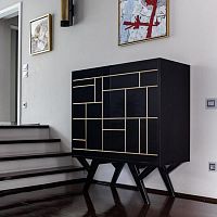 Contemporary bar cabinet CRONUSlacquered woodcustomblack