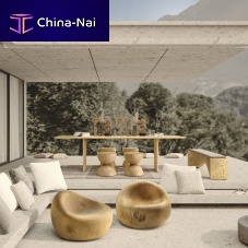 Contemporary table VELAsolid woodcedarsolid wood base