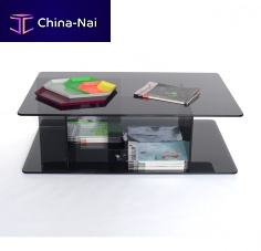 Contemporary coffee table LUCENTtempered glassrectangularwith storage compartment