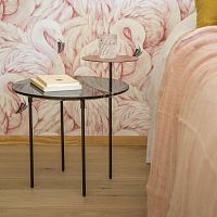 Contemporary bedside table Eclipsesteelmarblecarbon