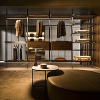 Wall-mounted walk-in wardrobe HECTOR NIGHTcontemporarysmoked glassmelamine