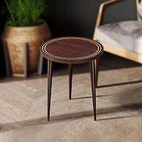 Contemporary side table acaciametal baseround