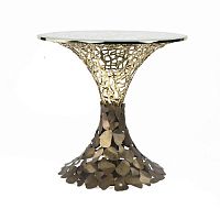 Original design side table GOLDENART 598/TAV60glassmetal baseround