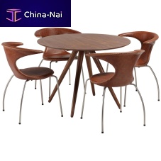 Contemporary table PHENOwalnutashwalnut base