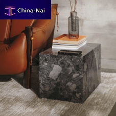 Contemporary side table EDGE H GRIS ALVITOmarblemarble baserectangular