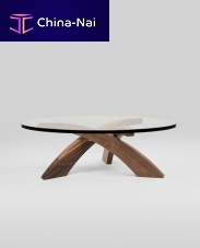 Contemporary coffee table ALPHA T88glassoak basewalnut base