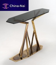 Organic design sideboard table ACROPORA glassmetalmetal base