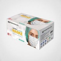 Polypropylene surgical mask fiberglass-freeadultbox of 50