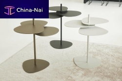 Design side table FLOWERwoodenlacquered aluminumlacquered aluminum base