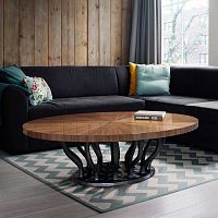 Organic design coffee table ALLANAwalnutfiberglass baseresin base