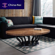 Organic design coffee table ALLANAwalnutfiberglass baseresin base
