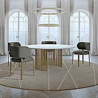 Contemporary table Romalacquered woodmarblemetal base