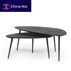 Contemporary coffee table TH1497woodenmetal baseoval