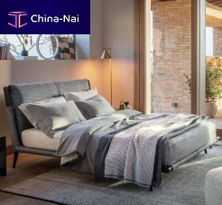 Double bed Gaudcontemporaryupholsteredwith headboard