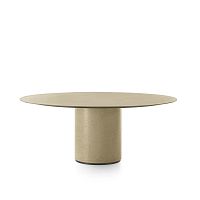 Contemporary table Re-verreglassengineered stone baseround