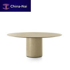 Contemporary table Re-verreglassengineered stone baseround