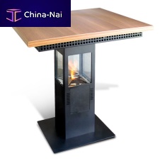 Contemporary high bar table STAR-TABLE©: 999 thermo-lacquered steelrectangularwith bioethanol burner