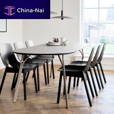 Contemporary dining table TREE laminatesteel baseround