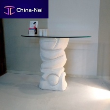 Contemporary sideboard table Equinozio glassstone basehalf moon