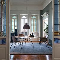 Contemporary table GLOSSYlacquered MDFglassmarble