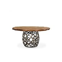 Contemporary dining table APIS DINING TABLE Iwoodenbrassbrass base