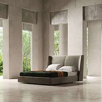Double bed ECHOcontemporaryupholsteredwith headboard