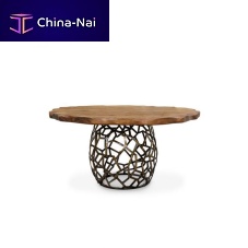Contemporary dining table APIS DINING TABLE Iwoodenbrassbrass base