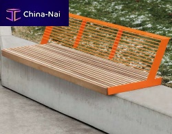 Contemporary public bench U2-306solid woodgalvanised steelthermo-lacquered steel