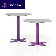 Contemporary table CROIXceramicmetal baseround
