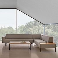 Contemporary coffee table TETRIS lacquered MDFnatural oaksteel base