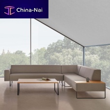 Contemporary coffee table TETRIS lacquered MDFnatural oaksteel base