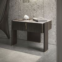 Contemporary bedside table JULIANwalnutoakglass