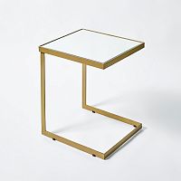 Contemporary side table Tabloglassmetal baserectangular