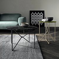 Contemporary side table MWglossy lacquered woodmatte lacquered woodmetal base