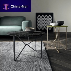 Contemporary side table MWglossy lacquered woodmatte lacquered woodmetal base