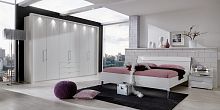 Double bed LOFT contemporarywith built-in lightwooden