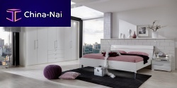 Double bed LOFT contemporarywith built-in lightwooden