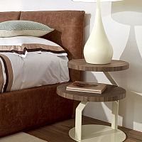 Contemporary bedside table CORBUSwoodenmetalround