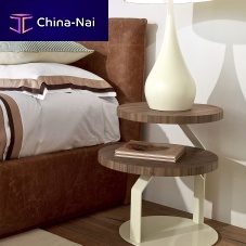 Contemporary bedside table CORBUSwoodenmetalround