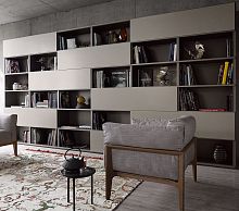 Free-standing bookcase STUDIMOcontemporarylacquered woodwith built-in lighting