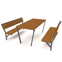 Contemporary table and bench set 5005Swoodenmetalmodular