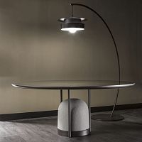 Contemporary table ARCANOashlacquered woodmetal base