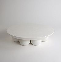 Contemporary side table PIEDIengineered stonemarble baseoval