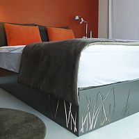 Double bed contemporarywith shelfmetal