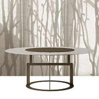 Contemporary table OLOSglassfabricmetal base
